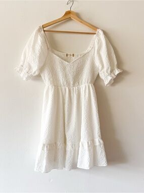 Altar’d State Textured Puff Sleeve Mini Dress Size L